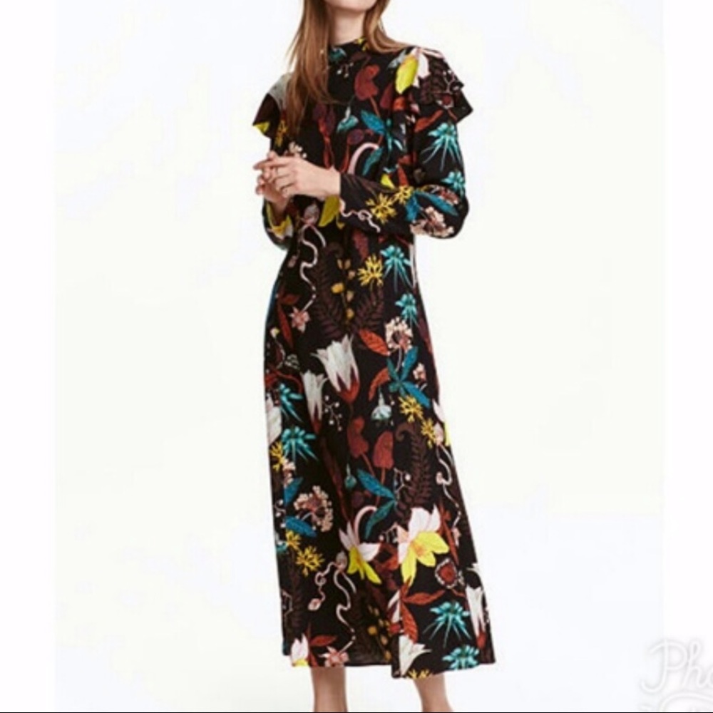 Beautiful Floral Long Sleeve Dress by H&M Size 6